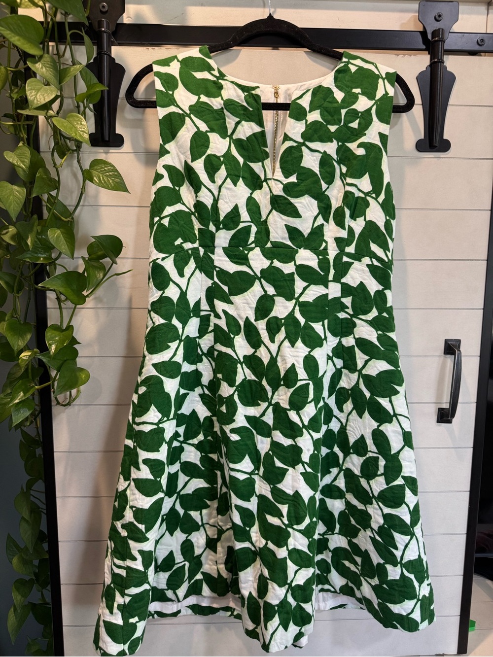 kate spade White Dress with Green Leaf Print
